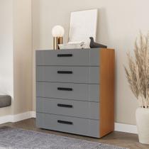 Cômoda com 5 Gavetas Lisboa Freijó com Cinza Politorno