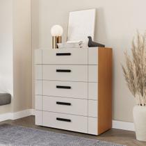 Cômoda com 5 Gavetas Lisboa Freijó com Creme Politorno