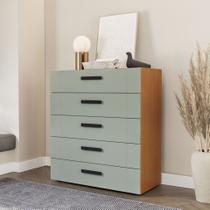 Cômoda com 5 Gavetas Lisboa Freijó com Verde Oliva Politorno Cômoda com 5 Gavetas Lisboa Freijó com Verde Oliva Politorno