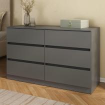 Cômoda Com 6 Gavetas 120cm Multimóveis Mp4396 Grafite
