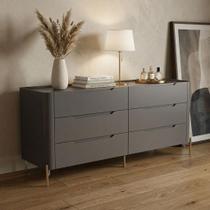 Cômoda com 6 Gavetas 178cm Pés em Metal 100% MDF