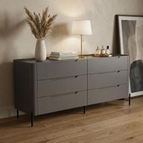 Cômoda com 6 Gavetas 178cm Pés em Metal 100% MDF