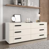 Cômoda com 6 Gavetas Lisboa Branca com Creme Politorno Cômoda com 6 Gavetas Lisboa Branca com Creme Politorno