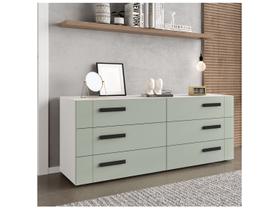 Cômoda com 6 Gavetas Lisboa Branca com Verde Politorno