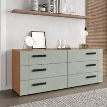 Cômoda com 6 Gavetas Lisboa Freijó com Verde Oliva Politorno