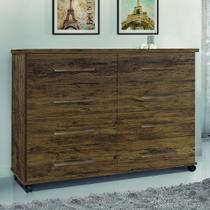 Comoda com 8 Gavetas e Rodízios Jade Amêndoa -Móveis Primus