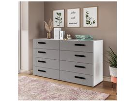 Cômoda com 8 Gavetas Lisboa Branca com Cinza Politorno