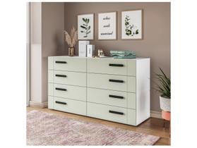 Cômoda com 8 Gavetas Lisboa Branca e Verde Oliva Politorno