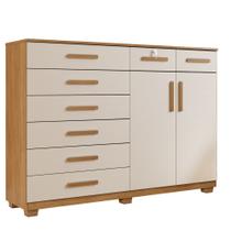 Cômoda Com Chave 2 Portas 8 Gavetas New Triunfo Cinamomo Off White Benetil