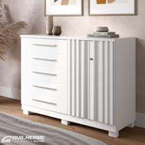 Comoda com Chave em MDF Ripado 5 Gavetas com Sapateira madeira 100MDF Modelo Bella ACP Móveis