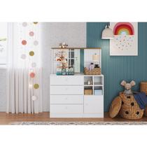 Cômoda com Espelho 4 Gavetas 1 Porta House Art in Móveis Branco
