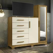 Cômoda com Espelho 5 Gavetas 2 Portas New Master