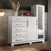 Cômoda com Espelho 5 Gavetas 2 Portas New Master Albatroz Cômoda com Espelho 5 Gavetas 2 Portas New Master Albatroz