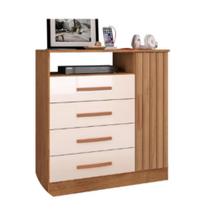 Cômoda com gavetas e sapateira Ripado em 3D Atualle Delta Guilherme Eletro