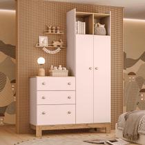Comoda Com Guarda Roupa Infantil 2 Portas 3 Gavetas