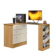 Cômoda com Mesa Gamer Giratória Freijo com Off White Qmovi