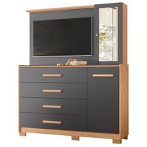 Cômoda com Painel para Tv 43" 4 Gavetas 2 Portas Ilha Bela Ilha Bela Freijó/Titanium Cômoda com Painel para Tv 43" 4 Gavetas 2 Portas Ilha Bela Ilha Bela Freijó/Titanium