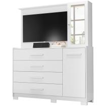 Cômoda Com Painel Para Tv 43 Ilha Bela 4 Gavetas Branco Fosco Liso Cômoda Com Painel Para Tv 43 Ilha Bela 4 Gavetas Branco Fosco Liso