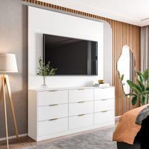 Cômoda com Painel para TV até 60 Polegadas com 9 Gavetas Sun Yescasa Branco Cômoda com Painel para TV até 60 Polegadas com 9 Gavetas Sun Yescasa Branco