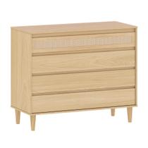Cômoda com Palhinha Natural 4 gavetas Paglia Carvalho Malva