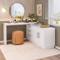 Cômoda com Penteadeira com 3 Gavetas e 2 Portas American Branco Cômoda com Penteadeira com 3 Gavetas e 2 Portas American Branco