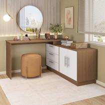 Cômoda com Penteadeira com 3 Gavetas e 2 Portas American Marrom/Freijó com Branco Cômoda com Penteadeira com 3 Gavetas e 2 Portas American Marrom/Freijó com Branco