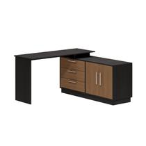 Cômoda com Penteadeira com 3 Gavetas e 2 Portas American Preto/com Freijó Cômoda com Penteadeira com 3 Gavetas e 2 Portas American Preto/com Freijó