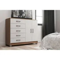 Cômoda com Pés 2 Portas 5 Gavetas em Mdp