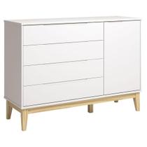 Cômoda Com Porta Classic Elfe Branco Acetinado Natural - Reller Cômoda Com Porta Classic Elfe Branco Acetinado Natural - Reller