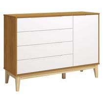 Cômoda com Porta Classic Elfe Branco Acetinado Savana Natural - Reller