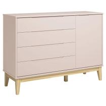 Cômoda Com Porta Classic Elfe Rosa Acetinado Natural - Reller Cômoda Com Porta Classic Elfe Rosa Acetinado Natural - Reller