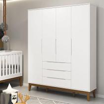 Cômoda Com Porta E Guarda Roupa Infantil Classic Elfe Branco Acetinado Amadeirado - Reller