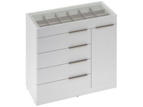 Cômoda com Porta Jóia Lume 5 Gavetas Branco Casa Chick
