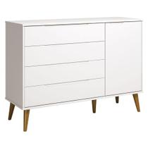 Cômoda Com Porta Retrô Elfe Branco Acetinado Amadeirado - Reller