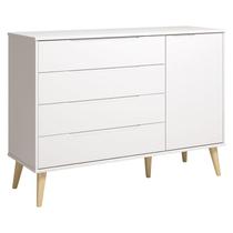 Cômoda com Porta Retrô Elfe Branco Acetinado Natural - Reller