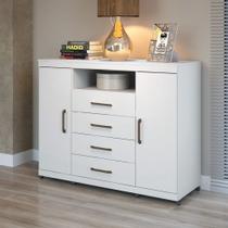 Cômoda Com Rodízios 2 Portas 4 Gavetas Master Branco - Santos Andirá Cômoda Com Rodízios 2 Portas 4 Gavetas Master Branco - Santos Andirá