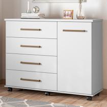 Cômoda com Rodízios 4 Gavetas Flynn Branco Cômoda com Rodízios 4 Gavetas Flynn Branco