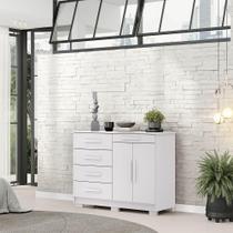 Cômoda com Sapateira Bella V01 5 Gavetas MDF Puxador MDF Branco D'Rossi Cômoda com Sapateira Bella V01 5 Gavetas MDF Puxador MDF Branco D'Rossi
