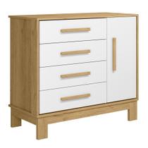 Cômoda Com Sapateira Infantil Q Encanto Slim Freijó/Branco - Qmovi Cômoda Com Sapateira Infantil Q Encanto Slim Freijó/Branco - Qmovi