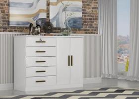 Cômoda Com Sapateira Space 5 Gavetas - Móveis Novo Horizonte Branco Cômoda Com Sapateira Space 5 Gavetas - Móveis Novo Horizonte Branco