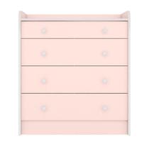 Cômoda Com Trocador E 4 Gavetas Aurora Rosa Acetinado