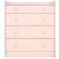 Cômoda Com Trocador Infantil 4 Gavetas Doce Mel Rosa