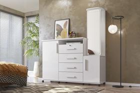 Cômoda Copacabana Lukaliam Espelho Giratório 6 Gavetas Rodízios Cabideiro 1,62m