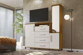 Cômoda Copacabana Lukaliam Espelho Giratório 6 Gavetas Rodízios Cabideiro 1,62m