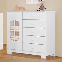 Cômoda Cristal 100% MDF Tuboarte 5 Gavetas 1 Porta