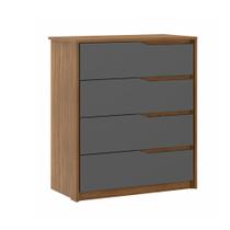 Cômoda Cristal c/ 4 Gavetas Amêndola/Grafito - Bela Móveis Cômoda Cristal c/ 4 Gavetas Amêndola/Grafito - Bela Móveis