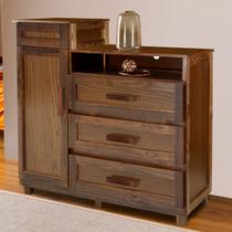 Cômoda Cuiabá Madeira Maciça 1 Portas 3 Gavetas com Espelho Imbuia Natural - Pnr Móveis