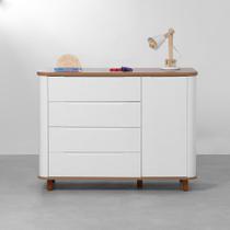 Cômoda Curva Nina 4 Gavetas e 1 Porta - Branco e Cinamomo
