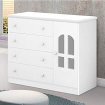 Cômoda de Bebê 1 Porta 4 Gavetas Alvin Branco Cômoda de Bebê 1 Porta 4 Gavetas Alvin Branco