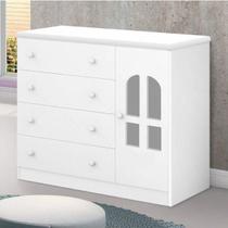 Cômoda de Bebê 1 Porta 4 Gavetas Alvin J&A Móveis Branco